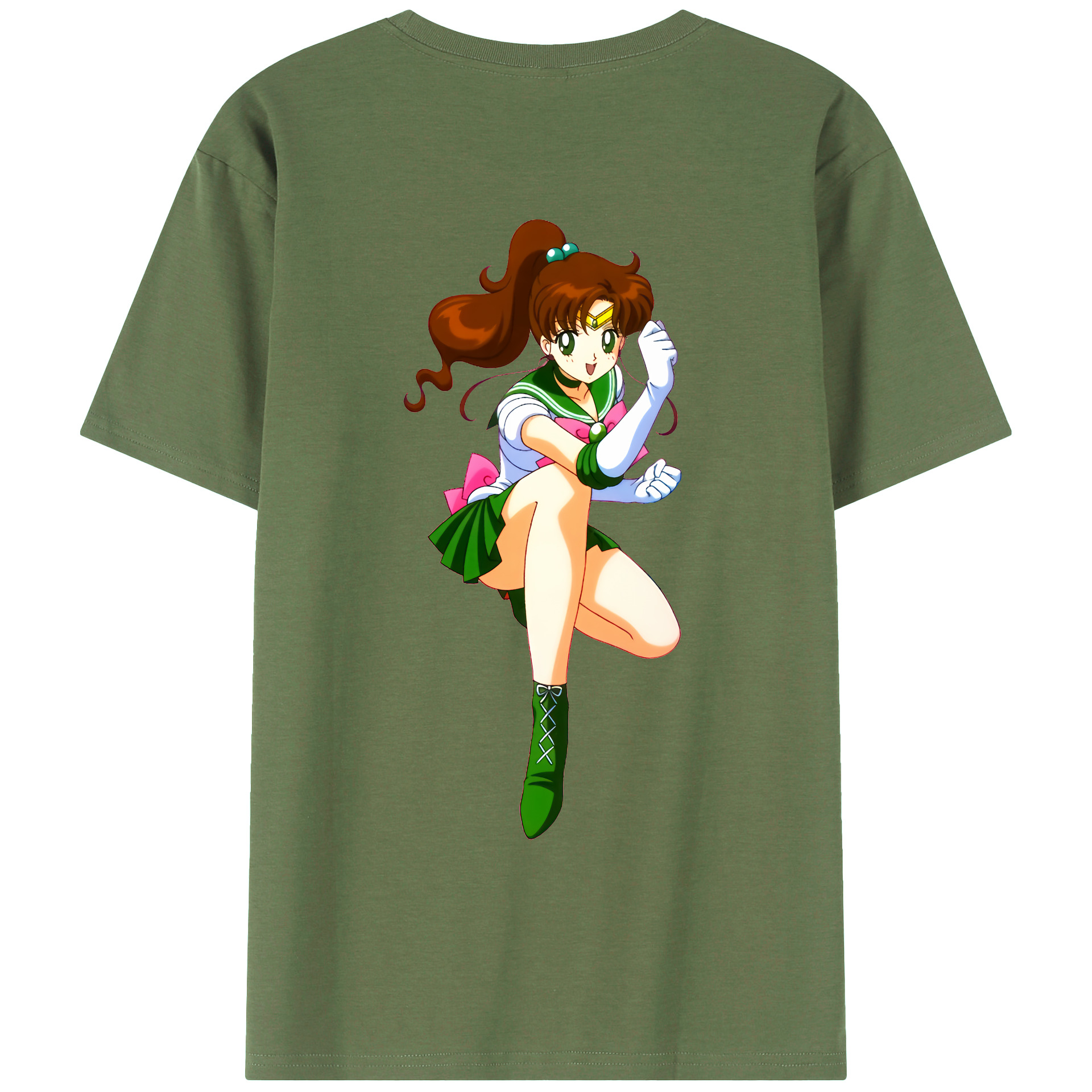 （画像用） 美少女戦士セーラームーン 木野 まこと きの まこと Sailor Moon Kino Makoto （セーラージュピター；Sailor Jupiter） 綿100％ メンズ半袖Tシャツ（バックプリント） 通気性